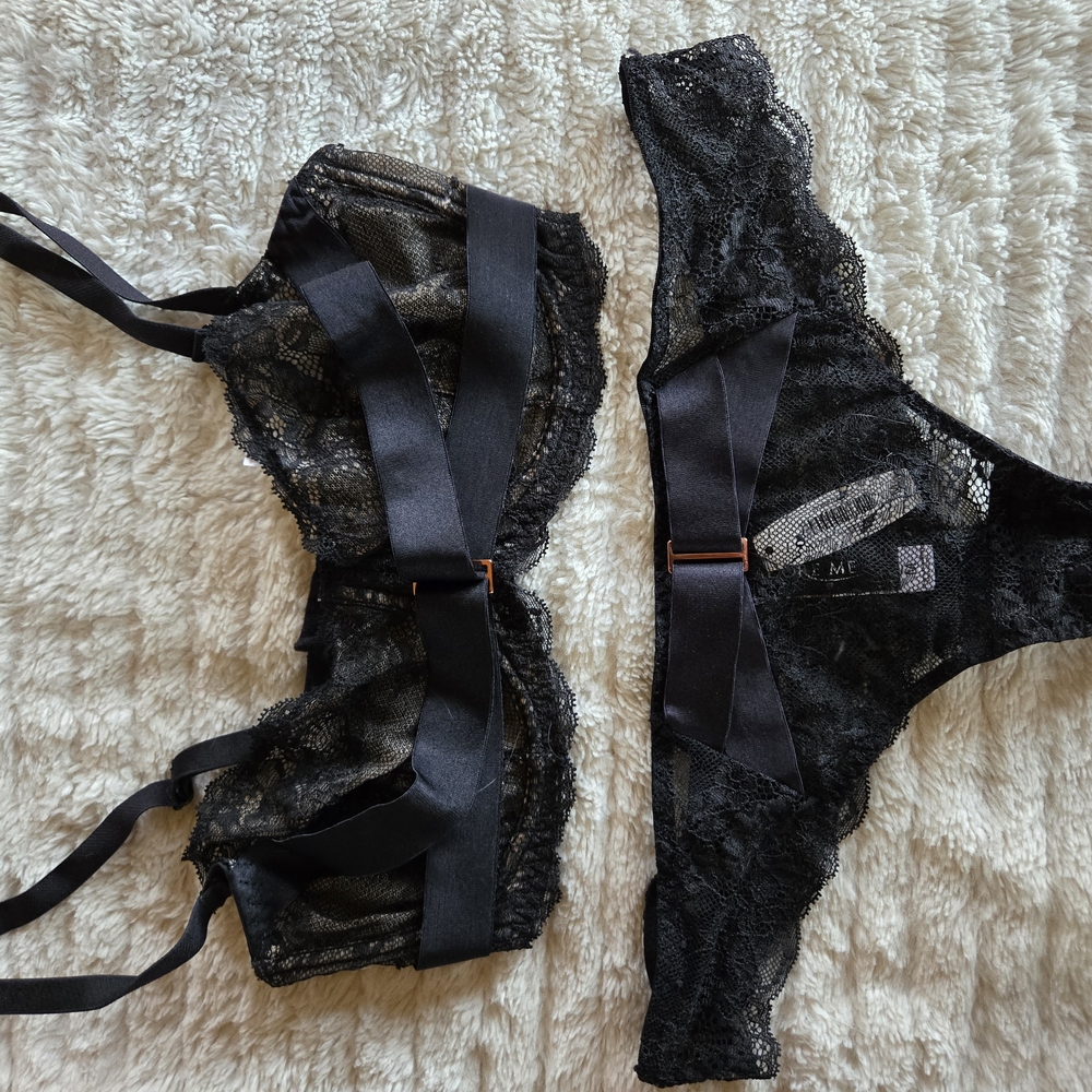 Adore Me Black Lace Bra Set